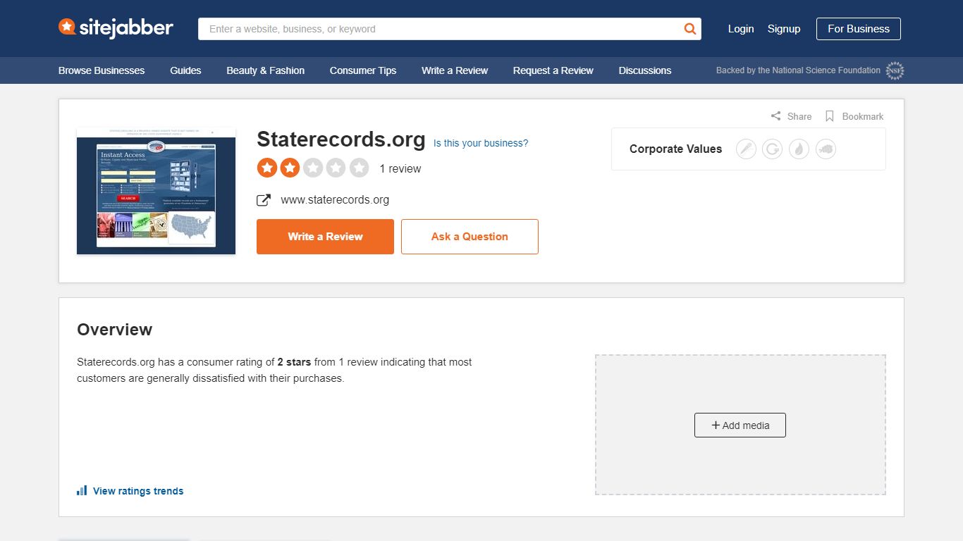 Staterecords.org Reviews - 1 Review of Staterecords.org | Sitejabber